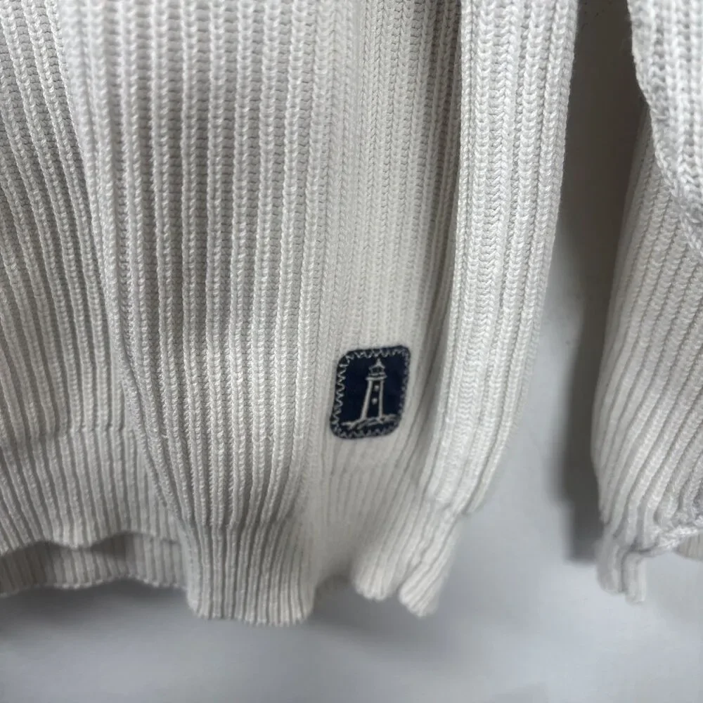 VTG 90s Rockport sweater Men's/ Unisex cream Ribbed knit 84% Cotton 16% Nylon XL